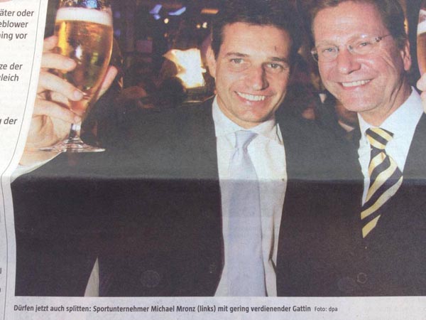 Dürfen jetzt auch splitten: Sportunternehmer Michael Mronz (links) mit gering verdienender Gattin.